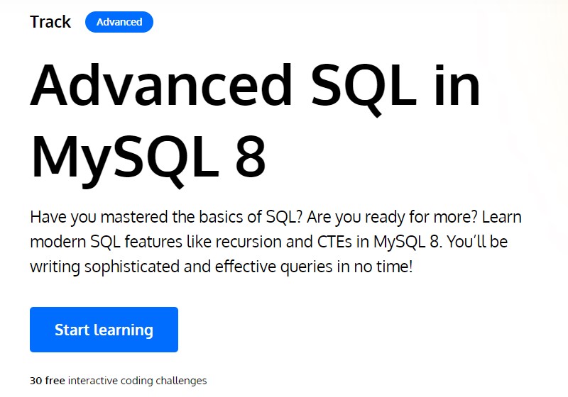 advanced sql in mysql 8 course review