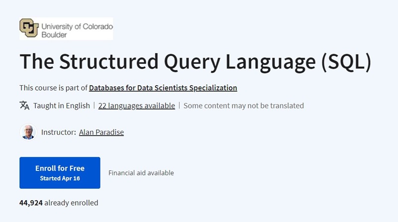 the structured query language course